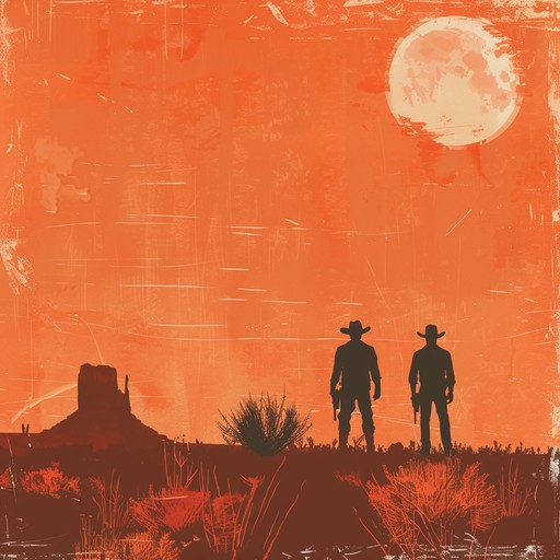 A dynamic instrumental capturing the adrenaline of a classic wild west showdown, blending fast paced guitar solos with rhythm elements to create an atmosphere of suspense and excitement. The perfect fusion of rugged terrains and dramatic confrontations, transporting listeners straight to the dusty streets of an old western town.