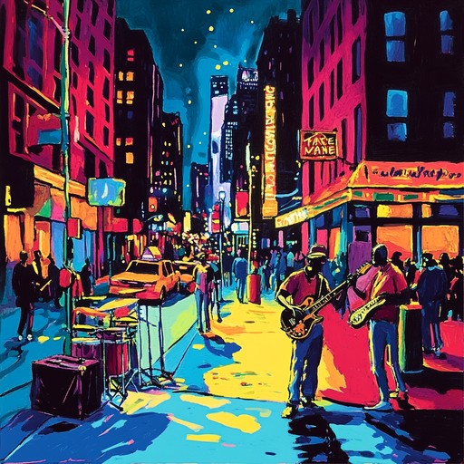 A lively instrumental merging funky rhythms with the theatrical flair of broadway, featuring dynamic saxophone solos, groovy basslines, and crisp percussion. This track embodies the excitement and glamour of the broadway scene, inviting listeners to join in the dance under the bright city lights.