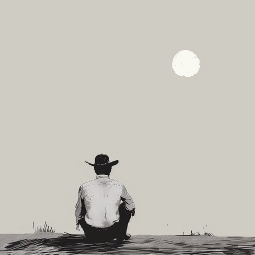 This instrumental piece tells the story of a solitary cowboy riding through the vast, empty plains, lost in thoughts of a love he left behind. The melody is carried by a mournful harmonica and acoustic guitar, painting a picture of the cowboy's inner turmoil and loneliness. The steady, moderate tempo and somber tone evoke a sense of resignation and quiet despair, as the cowboy continues his journey under the wide open sky, haunted by memories of what could have been.