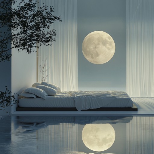 In a tranquil, dimly lit bedroom, moonlight seeps through the curtains, casting a soft glow. The twelve string guitar strums delicate, introspective melodies, intertwined with dreamy synths that whisper secrets of the night. The music swells and fades tenderly, capturing the bittersweet emotions of solitude and reflection.