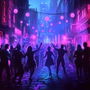 urban rhythms with neon, uplifting celebration vibes