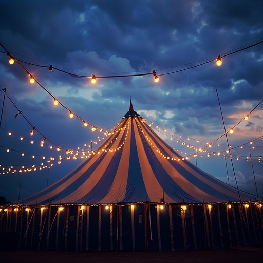 Imagine an empty but ornate carnival tent swaying in a gentle twilight breeze. The bittersweet strains of an accordion coupled with delicate piano accompaniments paint a picture of nostalgic farewells and lingering memories. Soft and enchanting, the music invites an introspective journey through sepia toned recollections.