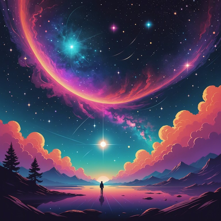 Delve deeper into the cosmos with shimmering sound textures that evoke the serenity and majesty of a galaxy far away. This composition is a gateway to experience the wonder and endless possibilities of the universe as viewed through a kaleidoscope of sonic sparkles