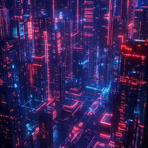 A pulsing synth beat mixed with seductive robotic whispers paints a picture of a neon soaked cityscape. It blends intense electronic pulses with smooth, alluring melodies, creating a futuristic soundscape perfect for a high tech dystopia