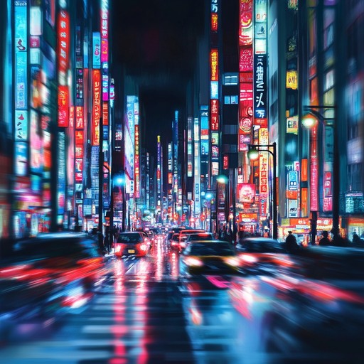 This instrumental piece takes listeners on a mesmerizing journey through the neon lit streets of tokyo at night, blending hypnotic electronic melodies with j pop rhythms to create an atmosphere of mystery and allure.