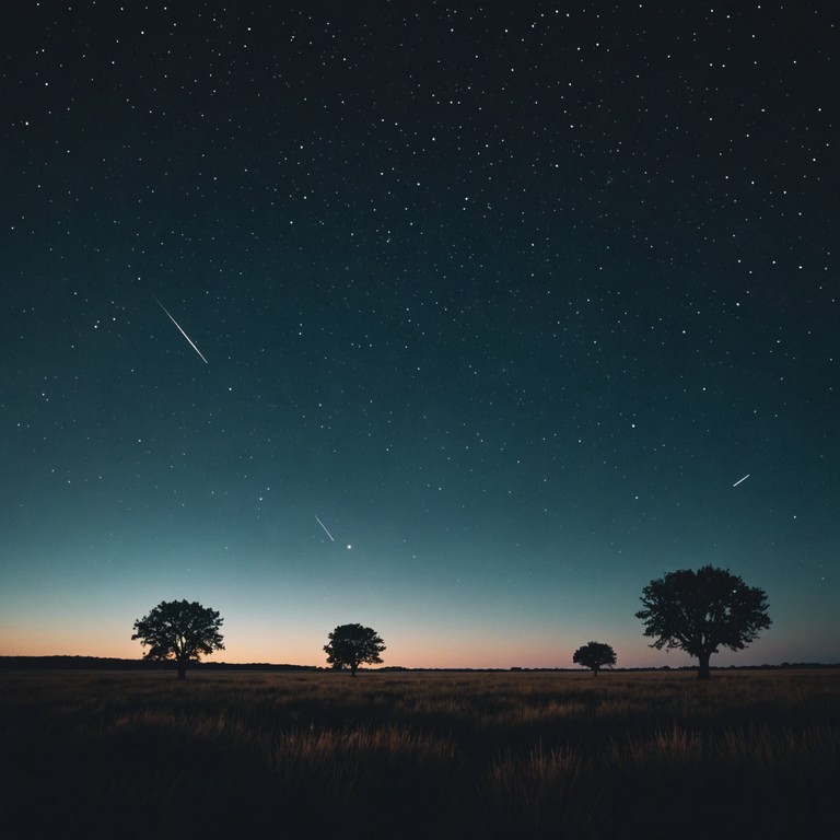 Imagine a serene track where gentle acoustic guitar melds with the sounds of a peaceful night on the prairie. This music invites reflection and connection with nature’s vastness.