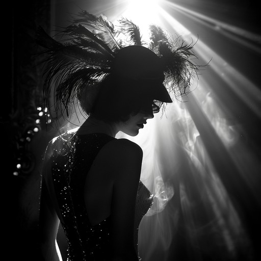 Imagine a luxurious, dimly lit cabaret club in the 1920s, filled with the sounds of clinking glasses and soft laughter. The music sets a scene of intrigue and romance, with a sultry saxophone leading the ensemble through a slow, enticing melody.