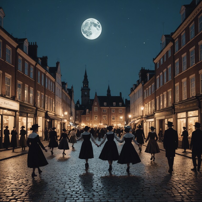 An alternative take on the traditional polka music where the accordion leads a dance that could belong to a ghostly masquerade under a full moon, blending elements of folklore with an eerie ambiance.