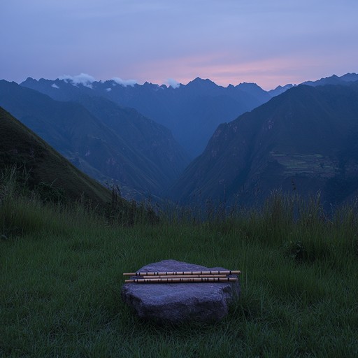 A soothing instrumental with pan flute melodies capturing the serene essence of the andean mountains at twilight.