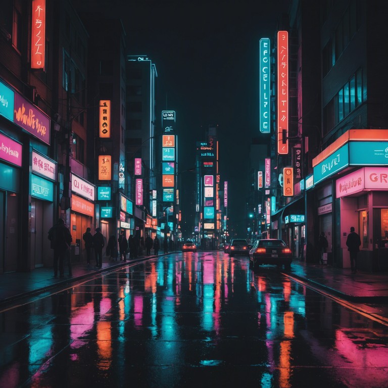 This track embodies a blend of laid back lo fi chillwave vibrations mixed with sudden, chaotic bursts of synthesized melodies that mimic the unpredictable nature of a neon lit city at night. It's a sonic journey through serenity followed by disruption, mimicking the flow and interruption of urban life.