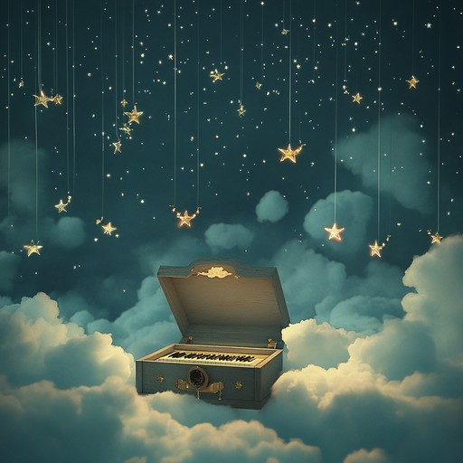 A peaceful instrumental featuring a calming music box tune that gently guides listeners into restful sleep, evoking the soft whispers of clouds saying goodnight under a serene night sky.