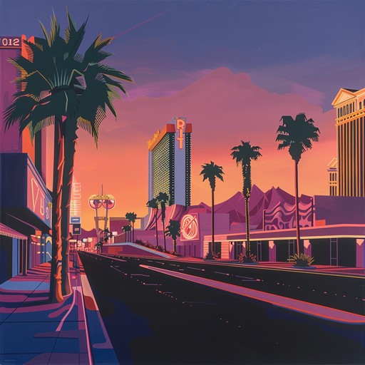 This lively and energetic instrumental track captures the essence of the glitz, glamour, and excitement of a night out in las vegas. With its driving beat, flashy horn sections, and dazzling piano riffs, this song evokes images of neon lights, bustling casinos, and high-stakes thrills. It's the perfect accompaniment for a montage of people hitting the jackpot, sipping cocktails, and living it up in the entertainment capital of the world.