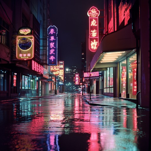 An instrumental j pop track featuring gentle synths and koto, capturing a reflective mood while wandering under neon lit city streets at night.