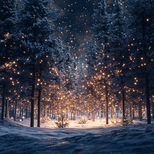 An instrumental ambient piece that weaves together serene sounds of winter festivities, capturing the essence of snow covered landscapes illuminated by festival lights and distant echoes of joyful gatherings. The composition embraces gentle melodies and soothing textures to evoke a peaceful yet festive atmosphere.