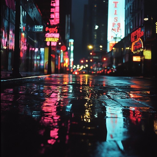 A lively instrumental track combining synthwave melodies with funky beats, evoking the excitement of a night out in the city under colorful neon lights.