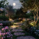 calm, reflective waltz evokes serene nocturnal garden atmosphere