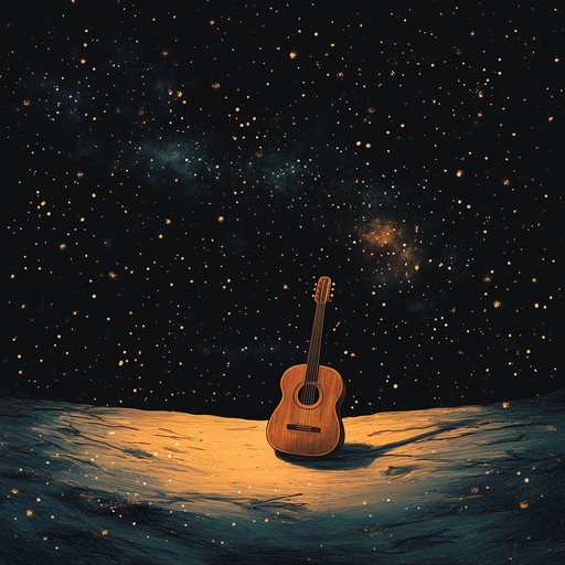 An instrumental romantic piece characterized by hypnotic rhythms and soothing harmonies, featuring the classical guitar, creating an intimate atmosphere that embodies the essence of love under starlit skies