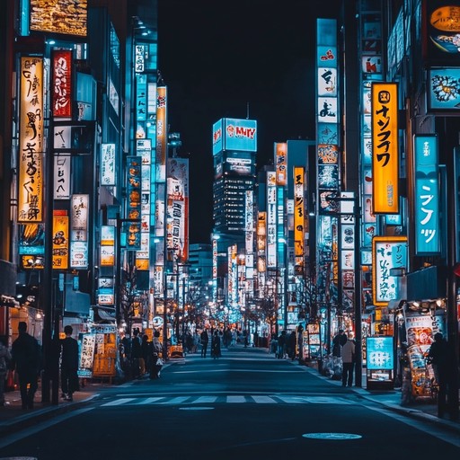 In the heart of tokyo, the pulsating trap beats blend with the serene ambiance of night lights reflecting off traditional architecture, creating a soundscape that journeys through the urban night life mixed with unexpected tranquility.