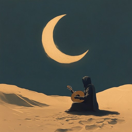 A haunting instrumental piece featuring traditional middle eastern melodies that evoke deep emotions, as the music flows like the sands under the soft glow of the crescent moon, capturing the essence of longing and nostalgia.