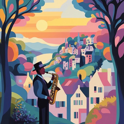 An upbeat instrumental klezmer piece showcasing spirited clarinet melodies that evoke the joy and whimsy of sunrise in a jewish village.