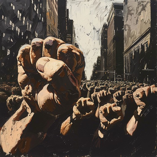 An aggressive and raw punk instrumental, symbolizing urban strife and youthful defiance with fiery guitar riffs and relentless drumming. Evokes a sense of urgency and combativeness, capturing the spirit of rebellion.