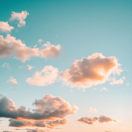 An instrumental piece that combines shimmering guitars and ambient textures to create a dreamy, ethereal atmosphere reminiscent of floating through open skies.