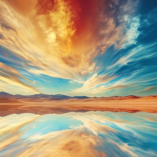 An instrumental odyssey filled with swirling guitar riffs and echoing reverbs that transports listeners to a vast, sun blazed desertscape. The piece evokes an expansive, otherworldly atmosphere that inspires introspection and enlightenment, guiding them through sand dunes of sound and melodic mirages.