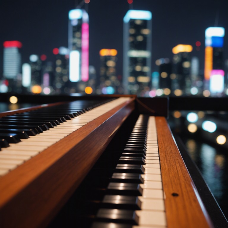 Experience the captivating calmness of tokyo by night, underscored by the delicate strings of the koto, drawing you into a reverie of peaceful contemplation amidst the cityscape's soft lit beauty.