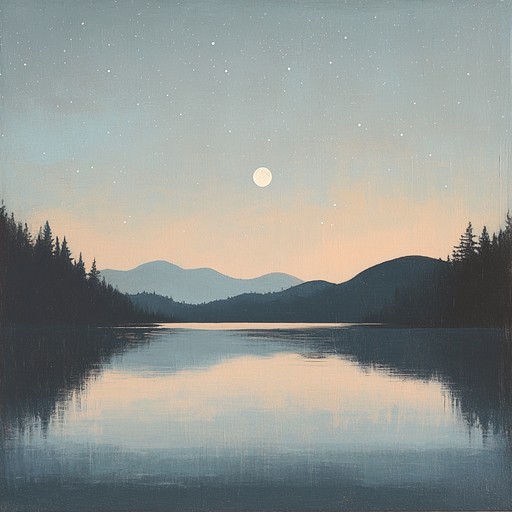 An evocative and intimate track featuring soothing synth melodies that evolve under a moonlit sky. Waves of subtle beats create a personal, cozy atmosphere while lush, dreamy textures wash over the listener, making them feel wrapped in a blanket of sound in a serene landscape.