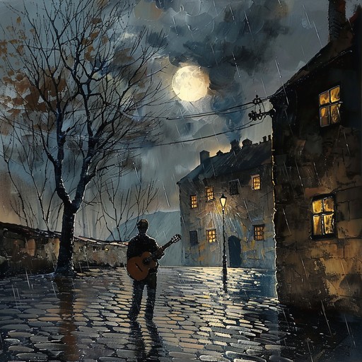 Explore the depths of a wistful journey through moonlit cobblestone streets, where a solo guitar narrates tales of love lost and dreams that fade with the twilight. Each note echoes with heartfelt emotion, painting a vivid picture of a soulful, rhythmic lament that transcends time. Perfect for moments when reflection meets the cosmic dance of hope and sorrow.