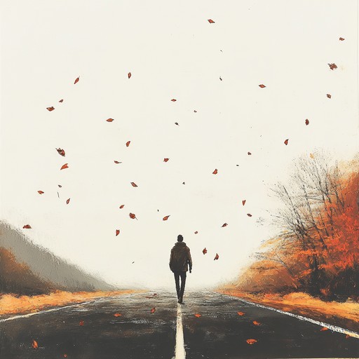 A heart wrenching, instrumental country song that evokes the image of a lone traveler on a desolate highway, surrounded by rustling autumn leaves, reflecting on lost love and missed chances