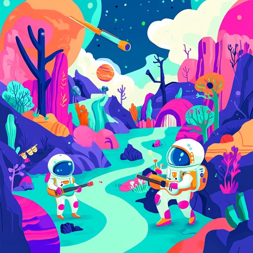 An upbeat and fun instrumental piece that invites children to explore the cosmos, featuring futuristic synth sounds and catchy tunes that inspire joy and wonder.