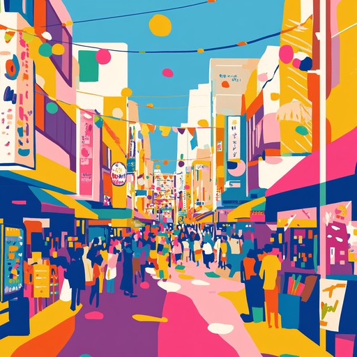 An uplifting instrumental j pop track that blends vibrant synth melodies with dynamic beats, capturing the festive spirit of a summer festival in tokyo. The song features catchy hooks, energetic rhythms, and an overall sense of joy and celebration.