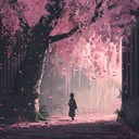 nostalgic violin anime tune with pastel cherry blossom imagery.