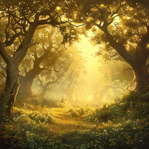 This composition captures the essence of a mystical journey through an ancient enchanted forest. The song features the gentle, melodic sounds of a harp, supplemented by atmospheric background textures to create an immersive experience. Melodic swells and tranquil passages evoke the serene beauty and hidden mysteries found within the forest, leaving listeners with a sense of wonder and tranquility.