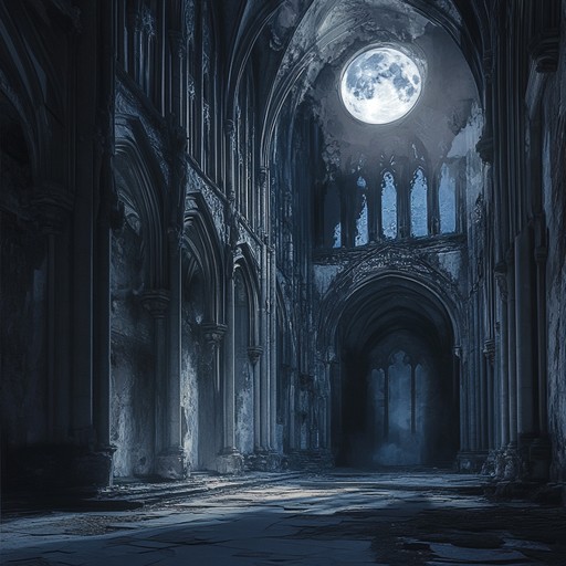 A solemn neoclassical orchestral piece that intertwines dark, haunting strings with an air of ghostly echo, evoking the presence of melancholy phantoms in ancient ruins