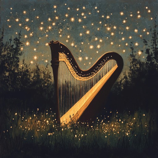 A delicate instrumental lullaby that captures the essence of serenity, with gentle harp strings harmonizing with the quiet whispers of the night, embracing listeners in a peaceful slumber under the silent stars.