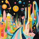 space themed carnival merging with electronic beats and funk