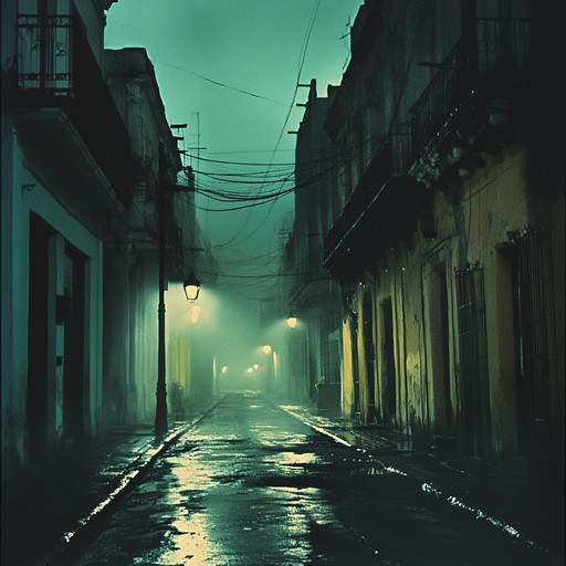 Eerie whispers weave with energetic cuban dance rhythms, creating a captivating yet spooky atmosphere. Echoing plucked strings enhance the haunting effect in this dynamic mambo track.