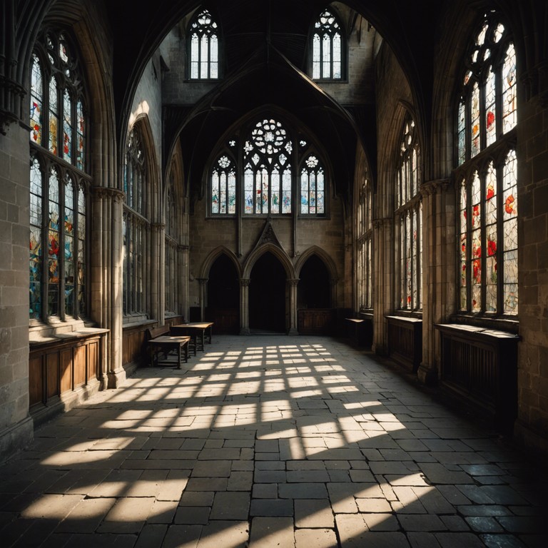 In an abandoned gothic hall, whispers echo, forming an ethereal melody as though the very air remembers the past. A single violin plays, its sound lingering like the ghostly memories of lost times, turning each musical note into a poignant narrative of what was once magnificent but now lies in desolation.