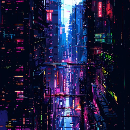 Journey through neon lit streets of a dystopian city, powered by ambient synths and futuristic soundscapes that evoke serenity and tension.