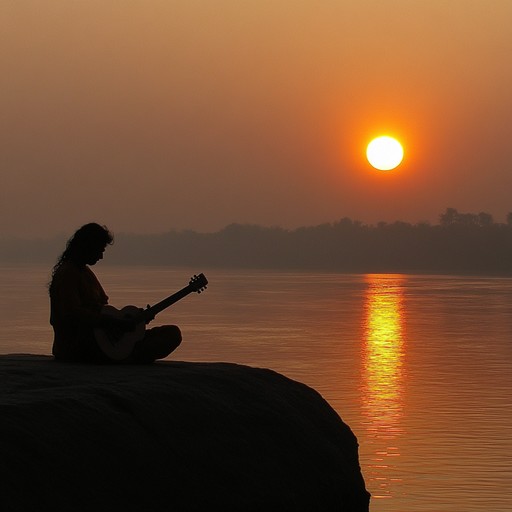 An instrumental hindustani classical piece centered around a heartwarming sitar performance, embracing serene evening moods and soothing the listener's soul