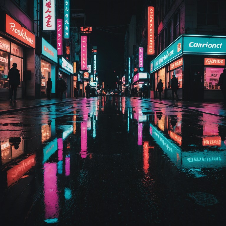 An instrumental journey blending somber tones with high energy dance beats, creating an atmosphere of contemplation amid the bustling city life late at night. The track weaves through emotions like streams of rain under neon lights, each drop illuminating a different hue of life's canvas.