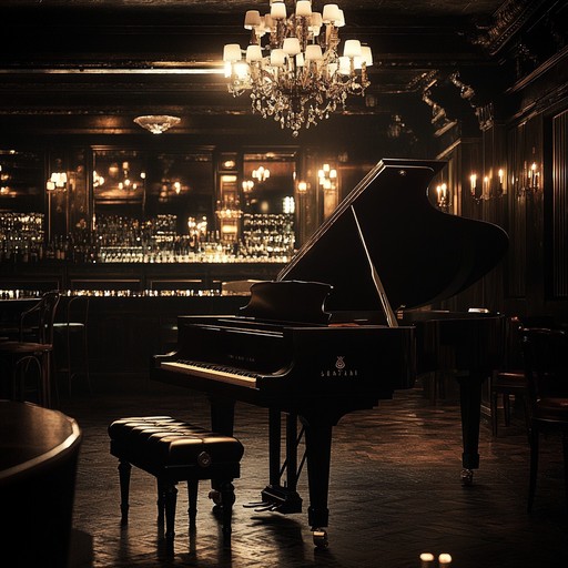 A relaxed yet haunting instrumental blend of cabaret and noir, featuring soothing piano and delicate strings. It conjures up an atmosphere of shadowy elegance, perfect for lavish, unsettling spaces.