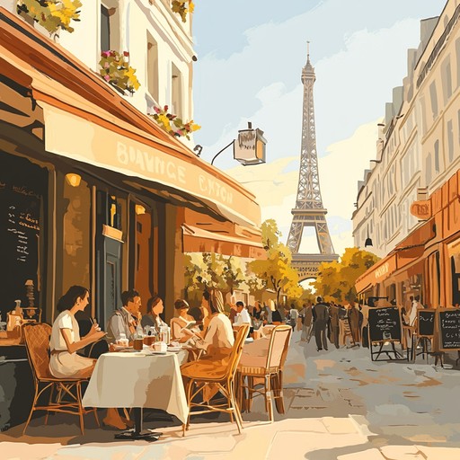 A vibrant instrumental piece that blends smooth jazz melodies with gentle lounge rhythms, evoking the lively atmosphere of an afternoon in a parisian cafe. The warm tones of the saxophone intertwine with soft piano chords, creating an inviting and sophisticated soundscape that transports listeners to cobblestone streets and sun dappled terraces.