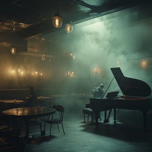 Experience enchanted evenings with lush melodies in an intimate, smoky nightclub atmosphere. Captivating piano solos blend seamlessly with subtle brass, creating a sophisticated ambiance rich in nostalgia. Perfect for late night listeners seeking a soulful escape.