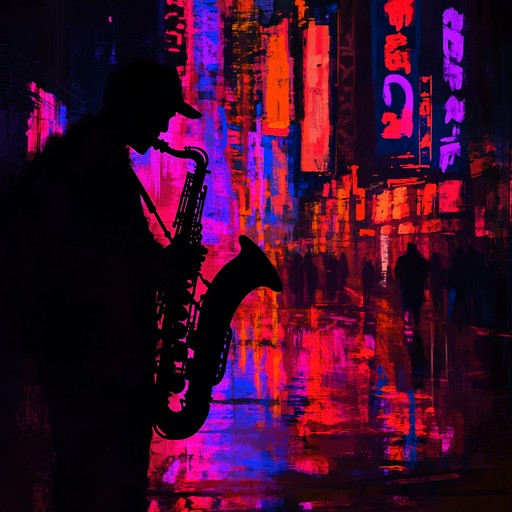 An instrumental track that combines funky rhythms with jazz improvisation, featuring groovy bass lines, energetic drum patterns, and smooth saxophone melodies. Evoking the vibrant atmosphere of city nightlife under glowing neon lights, the song creates an upbeat and lively mood.