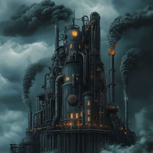 An instrumental track that combines the raw energy of industrial rock with majestic overtones, creating a powerful soundscape that evokes images of towering steel structures and mechanical kings marching forward.