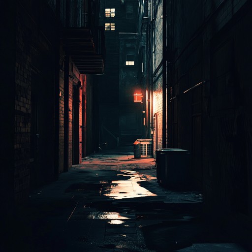 A voyage into a bleak urban dystopia filled with ominous drones and haunting echoes. Mechanical clangs resonate in the distance as a deserted city breathes with an eerie life of its own. Shadows stretch and creep, adding to the sense of growing menace and despair.