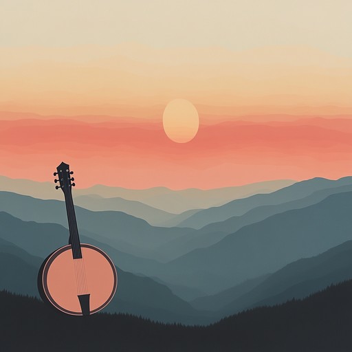 A serene instrumental incorporating banjo and fiddle, conjuring the tranquil, contemplative atmosphere of a sunset in the appalachian mountains, meandering through nostalgic memories and quiet reflections